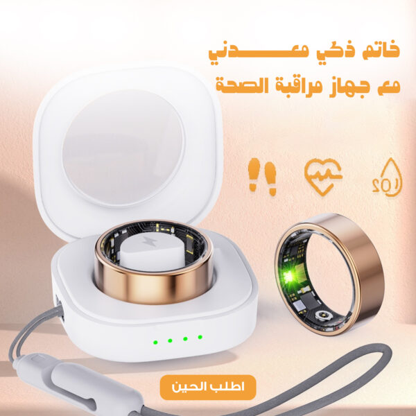 ⁦خاتم ذكي معدني مع جهاز مراقبة الصحة⁩ - الصورة ⁦2⁩