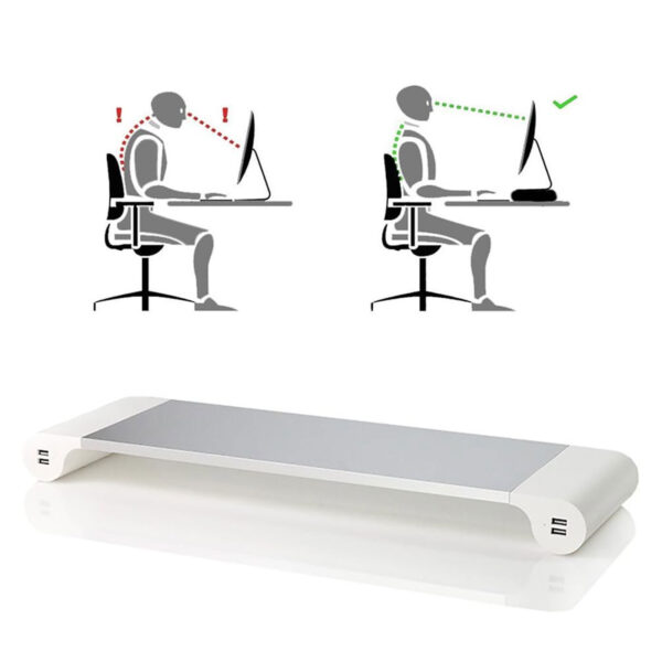 ⁦حامل لابتوب وكمبيوتر للمكتب مع 4 منافذ بيانات وشحن USB⁩ - الصورة ⁦2⁩