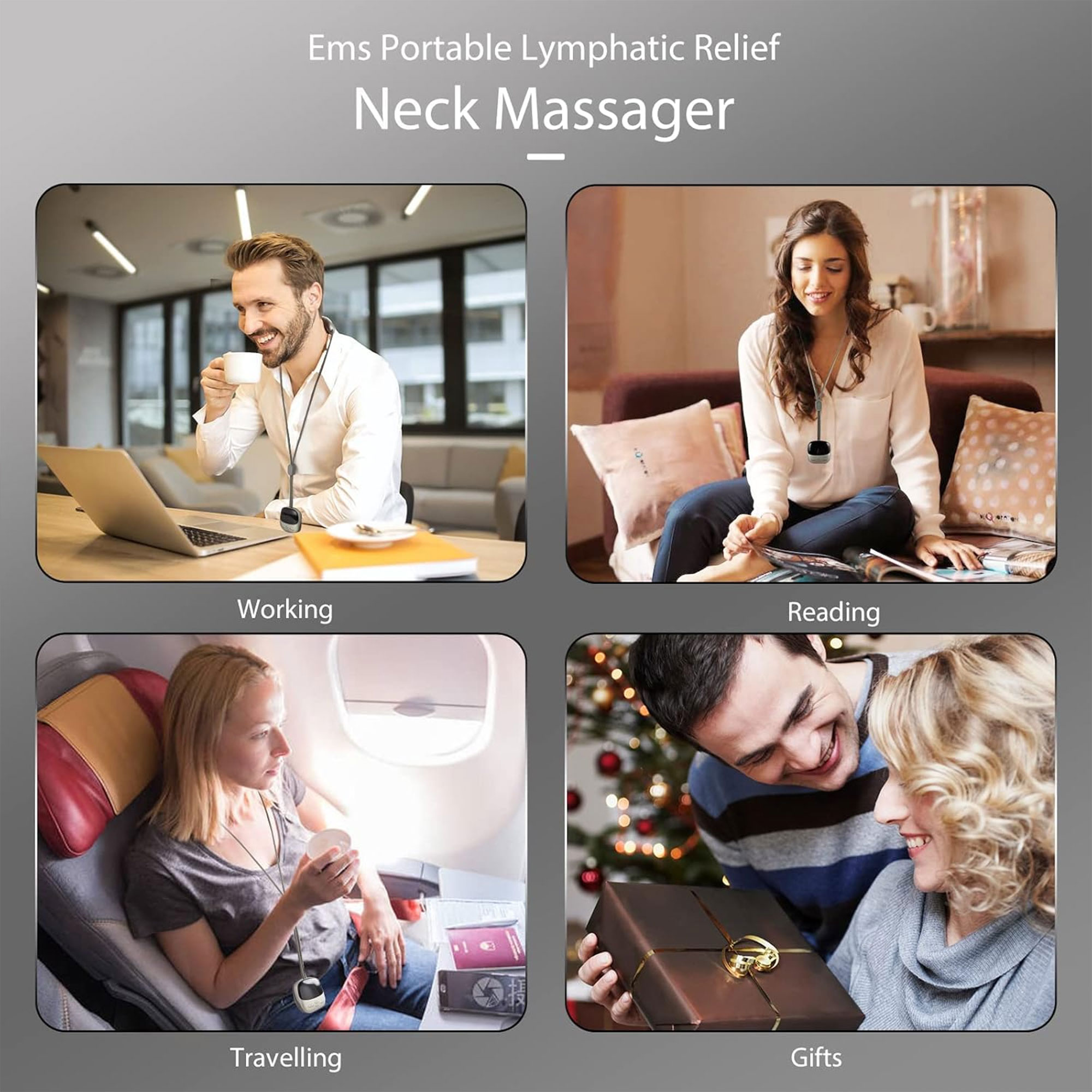 جهاز تدليك الرقبة الكهربائي الذكي المحمول اللاسلكي - لون فضي - الصورة 7