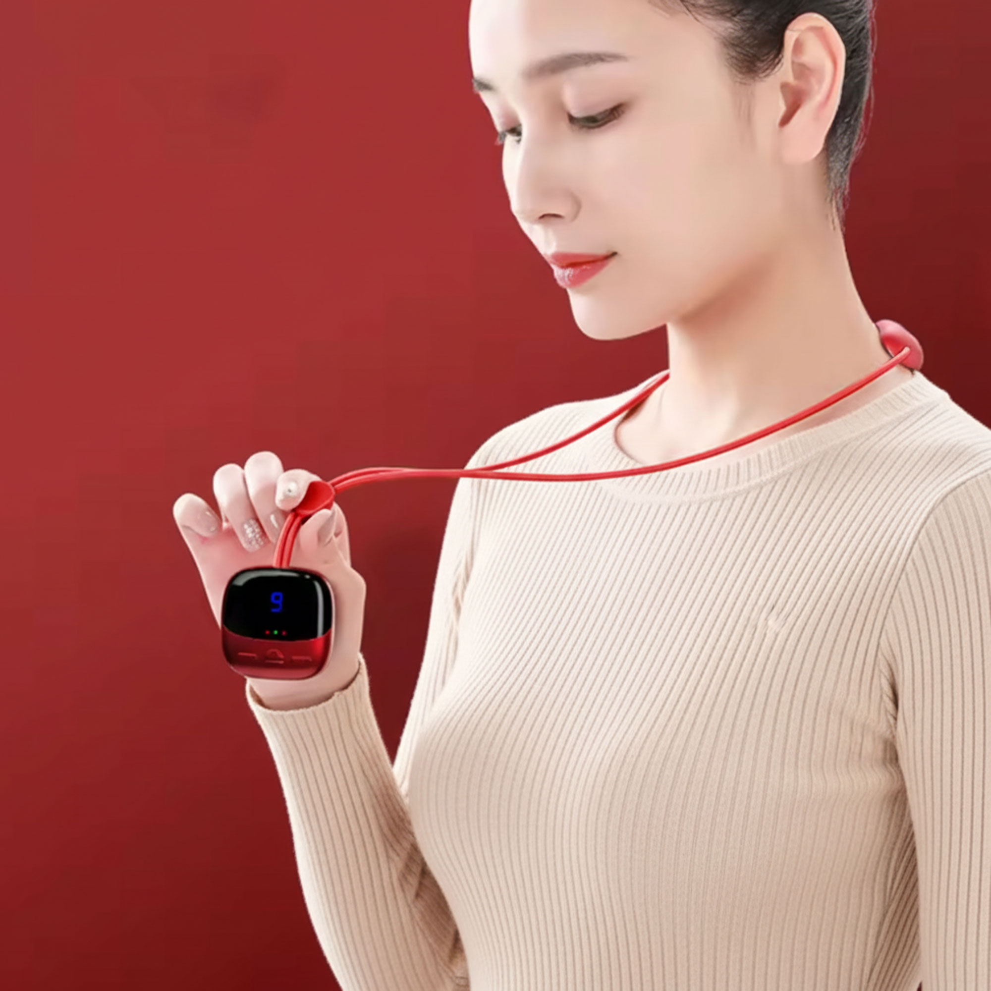 جهاز تدليك الرقبة الكهربائي الذكي المحمول اللاسلكي - لون فضي - الصورة 5