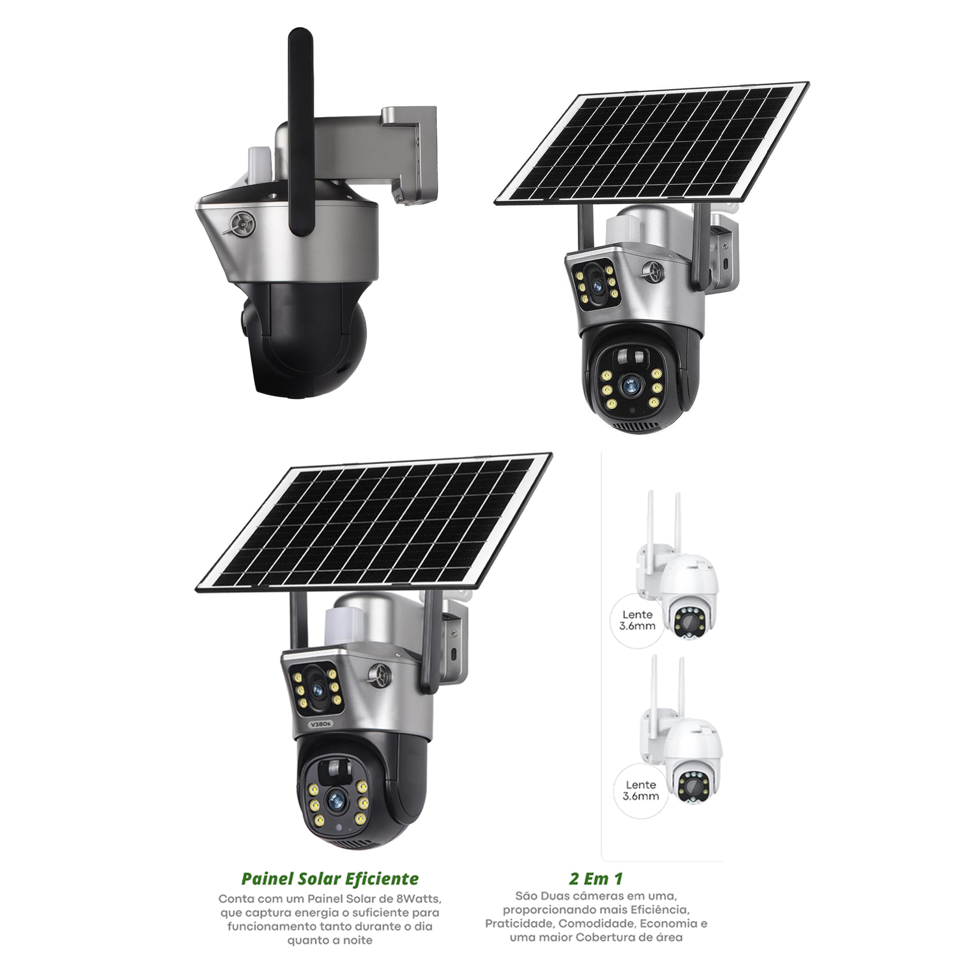 • كاميرا بالطاقة الشمسية عدسة مزدوجة شريحة (10XZoom)(ضمان 6 اشهر ) - الصورة 2